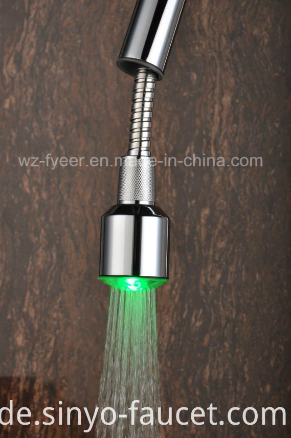 Pull-out Spray Self-Power 3 Color LED Kitchen Sink Faucet (QH0781-4F)